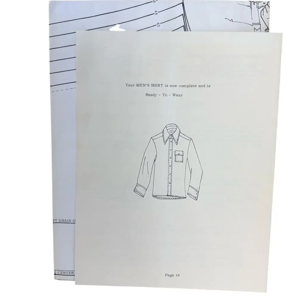 Vintage 70s Kandel Patterns for Knits Men’s Shirt Pattern 505 Size 36-46 USA